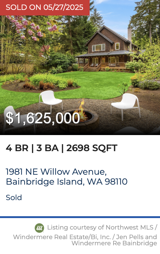 Willow Avenue Sold by Jen Pells Windermere Bainbridge